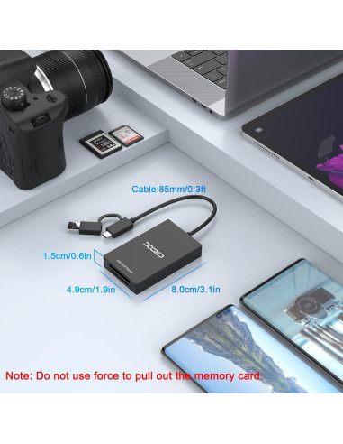 Lector de Tarjetas XQD Rocketek USB Tipo C 5Gbps Doble Ranura