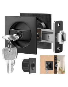 Cerradura de puerta corrediza Lipshome negra cuadrada