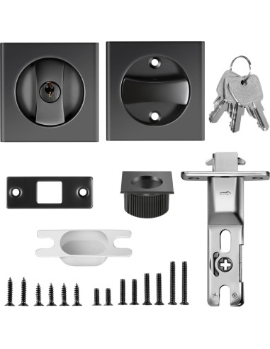 Cerradura de puerta corrediza Lipshome negra cuadrada