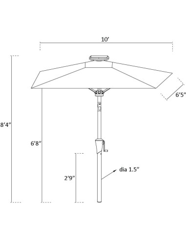 Paraguas Rectangular de Patio C-Hopetree 1.98x3.05m con Luces LED