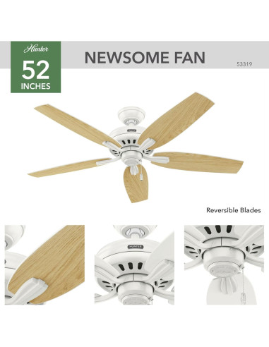 Ventilador de Techo Hunter Newsome 132 cm Blanco Fresco