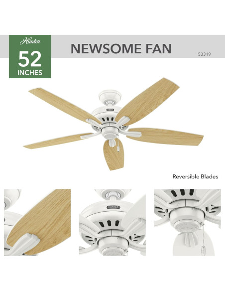 Ventilador de Techo Hunter Newsome 132 cm Blanco Fresco Ventilador de Techo Hunter Newsome 132 cm Blanco Fresco