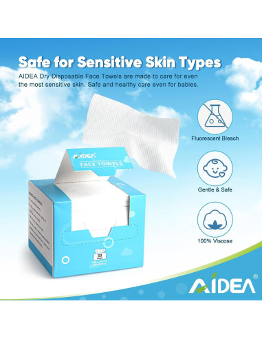 Toallas Faciales Desechables AIDEA 100 Unidades para Piel Sensible