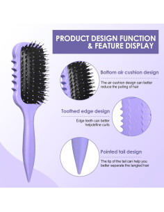 Cepillo Definidor de Rizos QUWHE - Para Cabello Húmedo 24.89x6.91cm 2