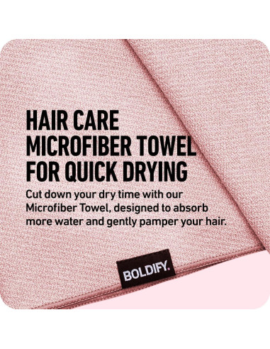 Toalla de Microfibra Boldify para Cabello Fino y Rizado - Rosa