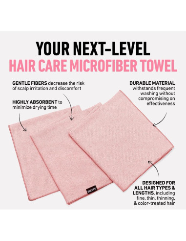 Toalla de Microfibra Boldify para Cabello Fino y Rizado - Rosa