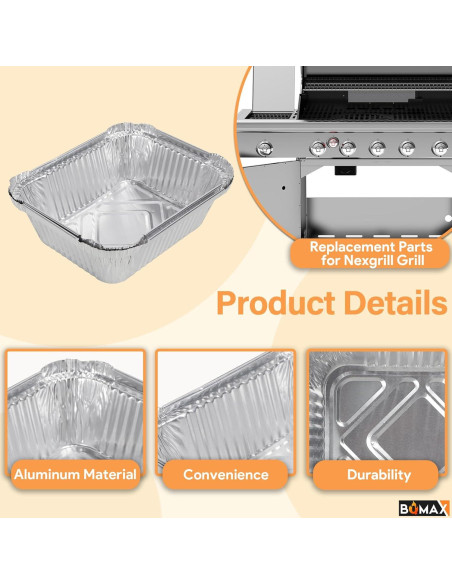 Forros de Goteo de Aluminio BQMAX para Nexgrill 20 Piezas Forros de Goteo de Aluminio BQMAX para Nexgrill 20 Piezas