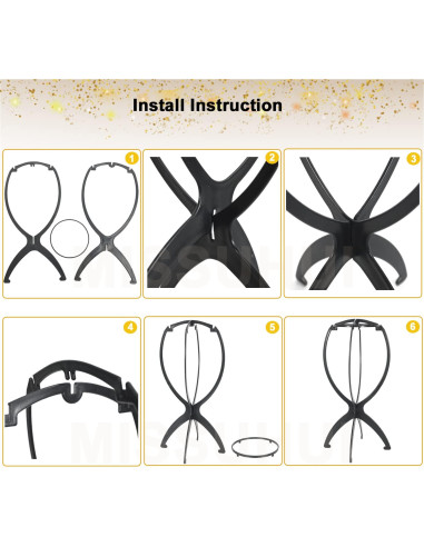 Soporte para Pelucas Portátil MISSUHUI - 2 Piezas Negras
