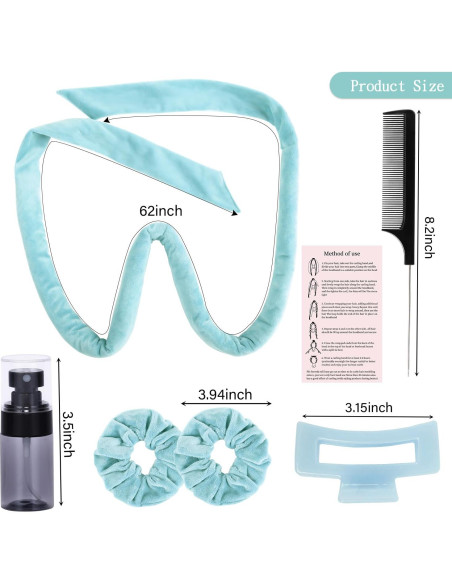 Rizadores de Cabello Sin Calor Ailsa - Set de 6 Piezas Azul Rizadores de Cabello Sin Calor Ailsa - Set de 6 Piezas Azul