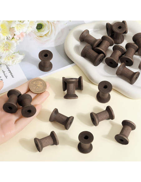 Bobinas de Hilo de Madera Natural SUNNYCLUE 25 Pcs 21mm Bobinas de Hilo de Madera Natural SUNNYCLUE 25 Pcs 21mm