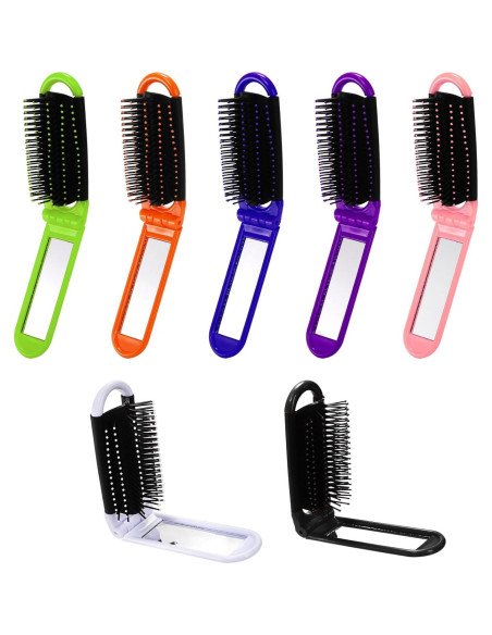 21 Cepillos de Pelo Plegables Lawei con Espejo - Mini Portátil 21 Cepillos de Pelo Plegables Lawei con Espejo - Mini Portátil