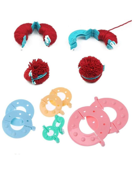 Juego de 4 Hacedores de Pom Pom Happyupcity - 3.5 a 9 cm Juego de 4 Hacedores de Pom Pom Happyupcity - 3.5 a 9 cm