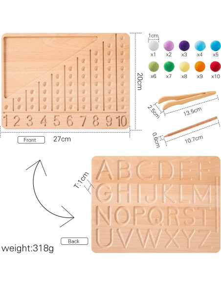 Tablero Montessori Bopoobo Doble Cara - Juego de Conteo y Letras Tablero Montessori Bopoobo Doble Cara - Juego de Conteo y Letras