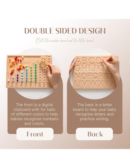Tablero Montessori Bopoobo Doble Cara - Juego de Conteo y Letras Tablero Montessori Bopoobo Doble Cara - Juego de Conteo y Letras