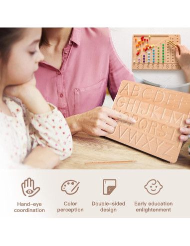 Tablero Montessori Bopoobo Doble Cara - Juego de Conteo y Letras