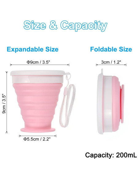Taza Plegable PATIKIL 200mL Silicona Rosa 2 Unidades Taza Plegable PATIKIL 200mL Silicona Rosa 2 Unidades