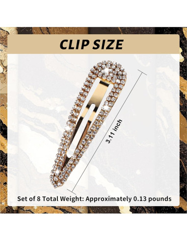 8 Clips para el Cabello Brillantes LOSANJI - Oro y Plata