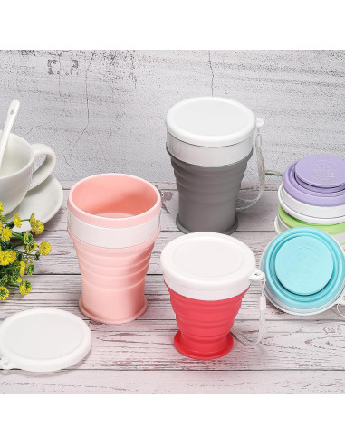 Taza Plegable PATIKIL 200mL Silicona Rosa 2 Unidades