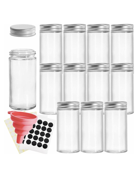 Juego de 12 Tarros de Especias de Vidrio Tebery 88.7 ml Juego de 12 Tarros de Especias de Vidrio Tebery 88.7 ml