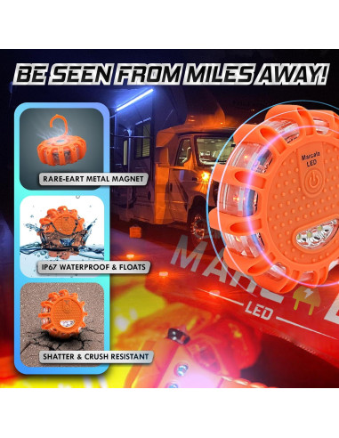 Faro LED de Emergencia Marcala 1-Pack Naranja Impermeable
