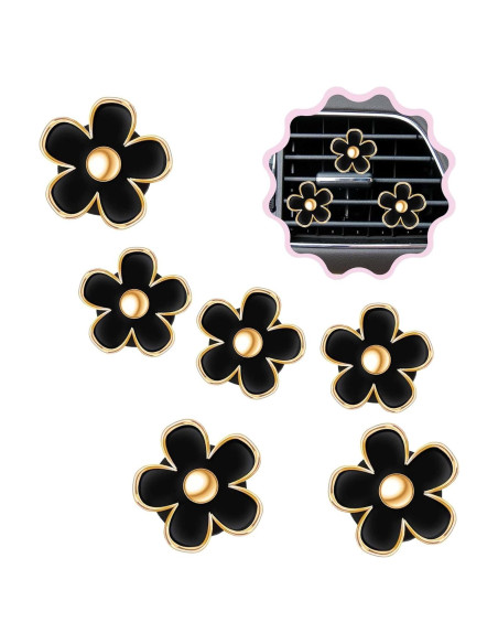 6 Clips de Ventilación Flor Margarita SonFa para Auto Negro 6 Clips de Ventilación Flor Margarita SonFa para Auto Negro