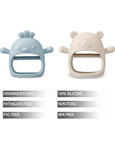 PandaEar Juguetes de Dentición Silicona 2 Piezas Alivio Bebé
