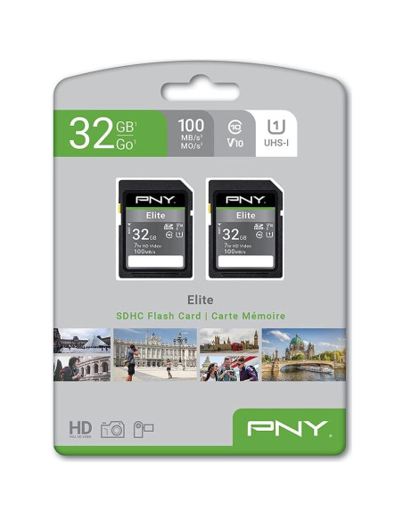 Tarjeta de Memoria PNY 32GB SDHC Clase 10 U1 V10 - Paquete de 2 Tarjeta de Memoria PNY 32GB SDHC Clase 10 U1 V10 - Paquete de 2