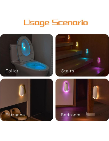 Luz de Inodoro LED VEEKI con Sensor de Movimiento 8 Colores