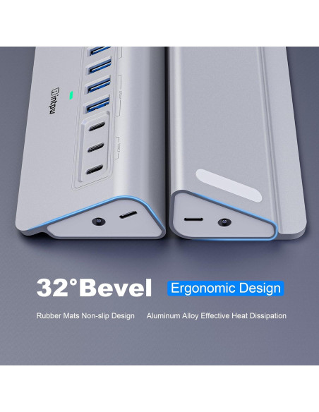 Hub USB 3.2 Alimentado INTPW 9 Puertos 10Gbps Carga PD 45W Hub USB 3.2 Alimentado INTPW 9 Puertos 10Gbps Carga PD 45W