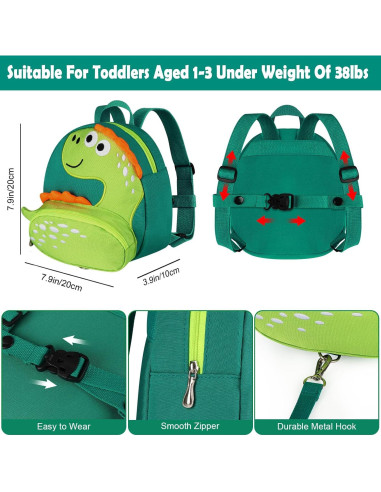 Mochila Arnés Accmor Dinosaurio Acuamarina para Niños 1-3 Años