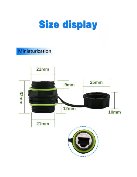 Acoplador RJ45 Impermeable Duttek IP68 Cat6 Femenino a Femenino Acoplador RJ45 Impermeable Duttek IP68 Cat6 Femenino a Femenino