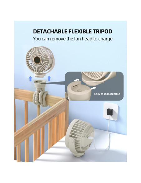 Ventilador Portátil KIDEE para Cochecito Beige 3 Velocidades Ventilador Portátil KIDEE para Cochecito Beige 3 Velocidades