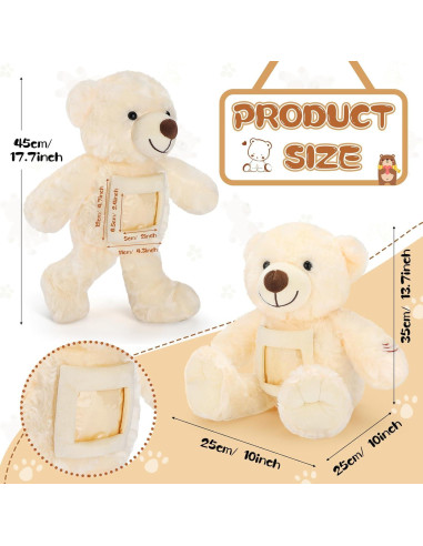 Oso de Peluche Grabable Leyndo 45.72 cm Beige con Marco
