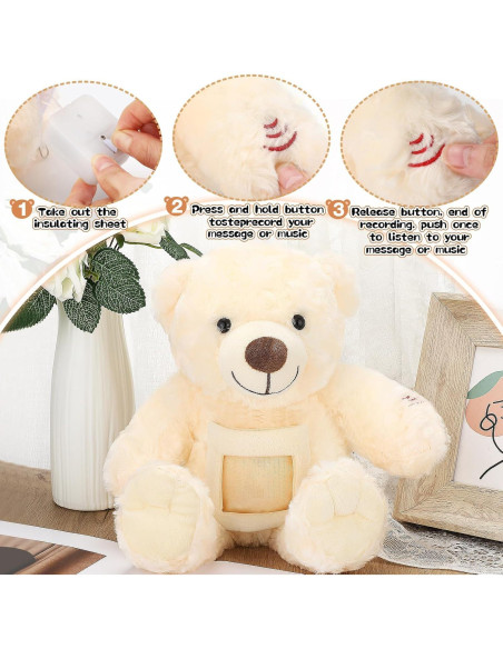 Oso de Peluche Grabable Leyndo 45.72 cm Beige con Marco Oso de Peluche Grabable Leyndo 45.72 cm Beige con Marco