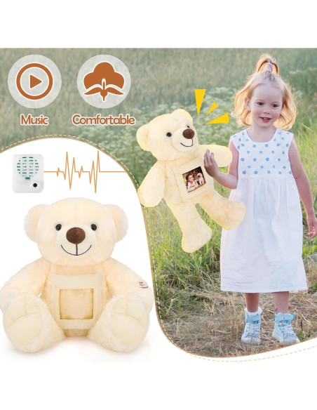 Oso de Peluche Grabable Leyndo 45.72 cm Beige con Marco Oso de Peluche Grabable Leyndo 45.72 cm Beige con Marco