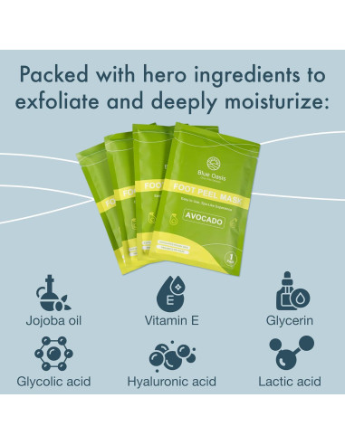Mascarilla Exfoliante para Pies Blue Oasis Aguacate 4 Pack