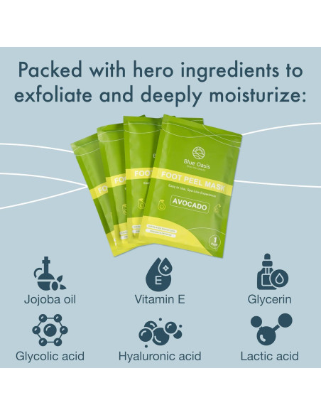 Mascarilla Exfoliante para Pies Blue Oasis Aguacate 4 Pack Mascarilla Exfoliante para Pies Blue Oasis Aguacate 4 Pack