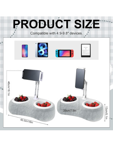 Soporte de Almohada Ajustable Wovnet para Tablet y Snacks Gris
