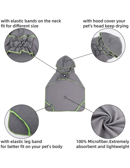 Toalla de baño para perros DogLemi S Gris microfibra absorbente Toalla de baño para perros DogLemi S Gris microfibra absorbente