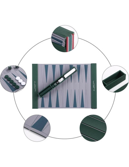 Juego de Backgammon Plegable Magic Vosom Verde Pasto Juego de Backgammon Plegable Magic Vosom Verde Pasto