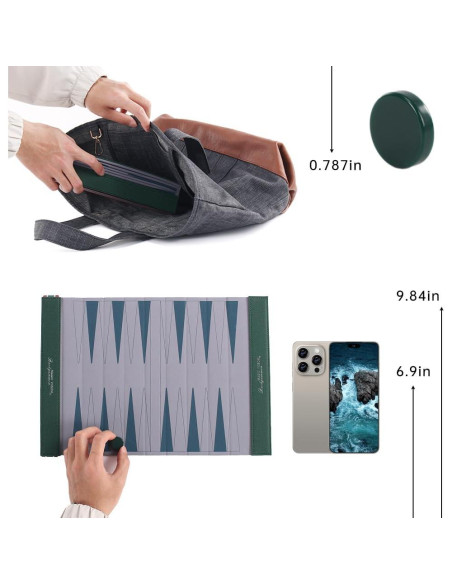 Juego de Backgammon Plegable Magic Vosom Verde Pasto Juego de Backgammon Plegable Magic Vosom Verde Pasto