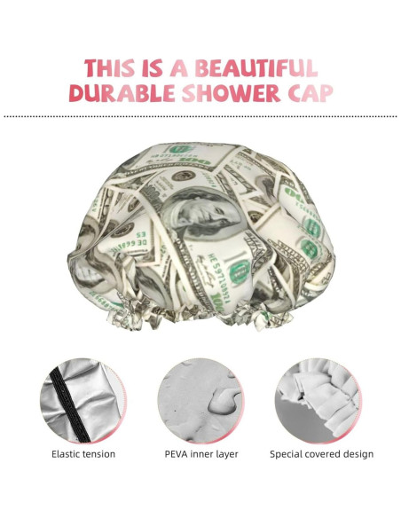 Gorro de Ducha Reutilizable YUZEKABZ Impermeable Doble Capa Gorro de Ducha Reutilizable YUZEKABZ Impermeable Doble Capa