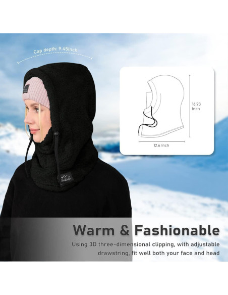 Pasamontañas de Invierno OWNGIGI Unisex Negro Talla Única Pasamontañas de Invierno OWNGIGI Unisex Negro Talla Única