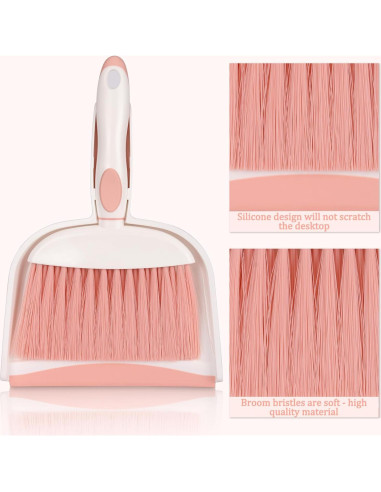 Juego de Escoba y Recogedor ZEDACY Mini Blanco/Rosa