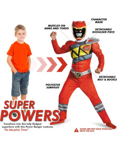 Disfraz Musculoso Ranger Rojo Power Rangers Dino Charge Niños 2