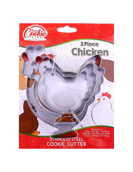 Juego de Cortadores de Galletas Pollo Sweet Cookie Crumbs 3 Pzas Juego de Cortadores de Galletas Pollo Sweet Cookie Crumbs 3 Pzas