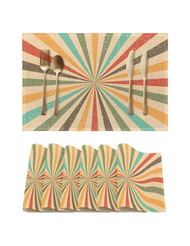 Juego de 6 Manteles Individuales Geométricos Abstractos ZSNKDXA