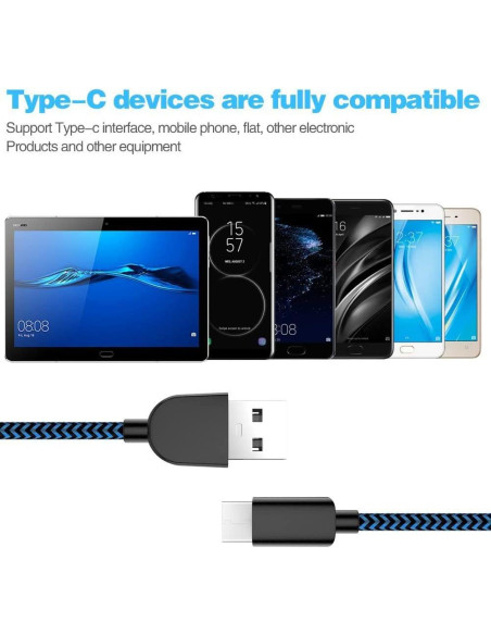 5 Cables USB-C a USB-A AIOXQNL 3A Carga Rápida 0.91-3.05m 5 Cables USB-C a USB-A AIOXQNL 3A Carga Rápida 0.91-3.05m