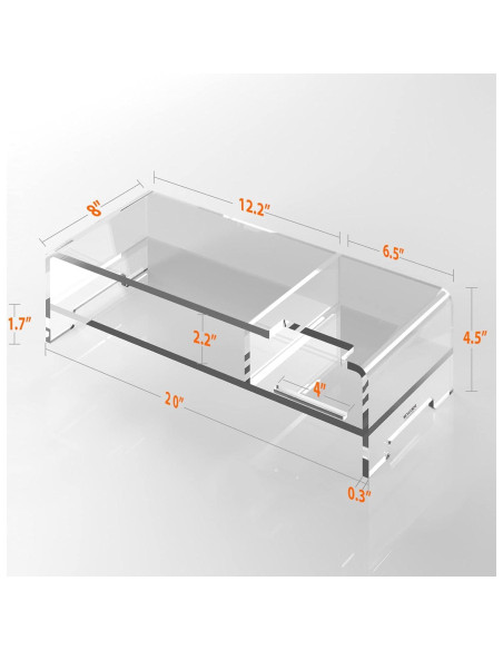 Soporte Elevador de Monitor BEYGORM Acrílico 50.8 cm Ergonómico Soporte Elevador de Monitor BEYGORM Acrílico 50.8 cm Ergonómico