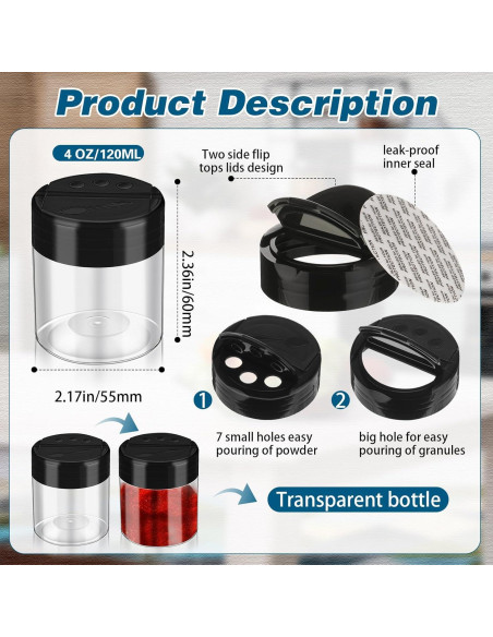48 Tarros de Plástico Transparentes 120ml para Especias Ziliny 48 Tarros de Plástico Transparentes 120ml para Especias Ziliny